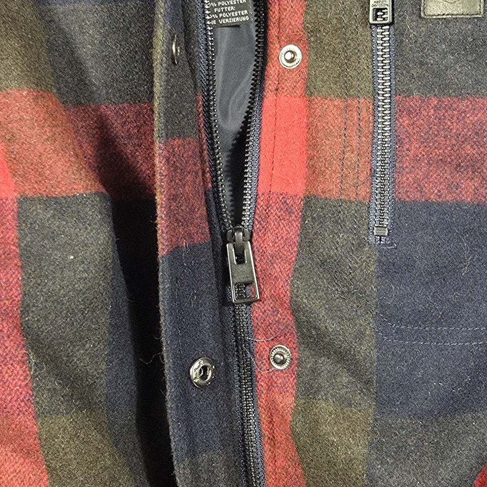 Harley-Davidson Women's Wool Hooded Jacket 2XL Plaid Red Black Double Zip - Picture 14 of 16